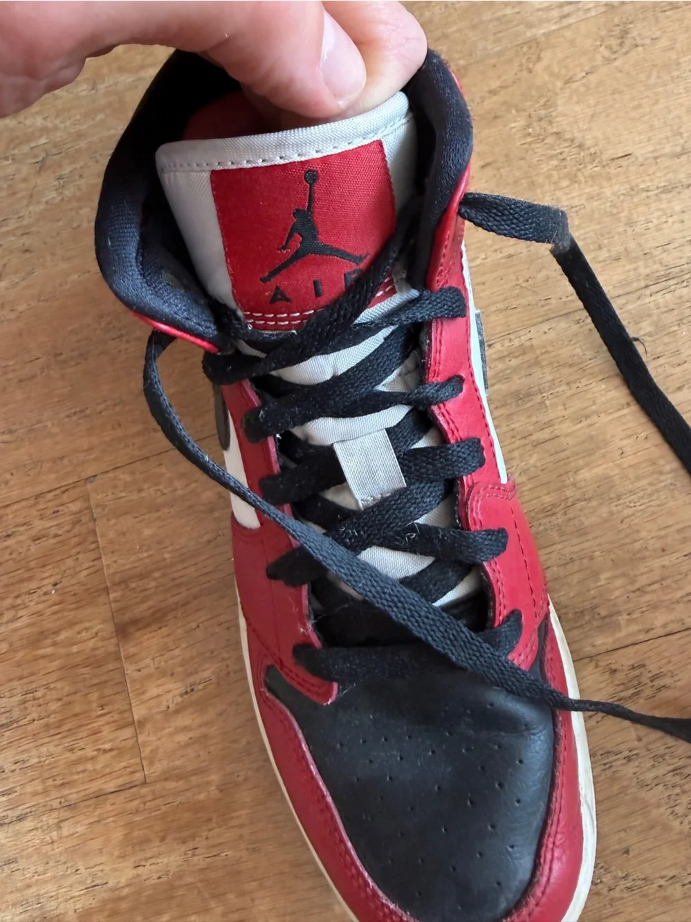 Jordan AJ 1 Mid - Nike Kids Red White and Black Mid-Top Sneakers